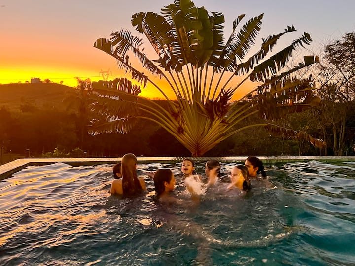 Piscina do Sítio Sustentável em Morungaba