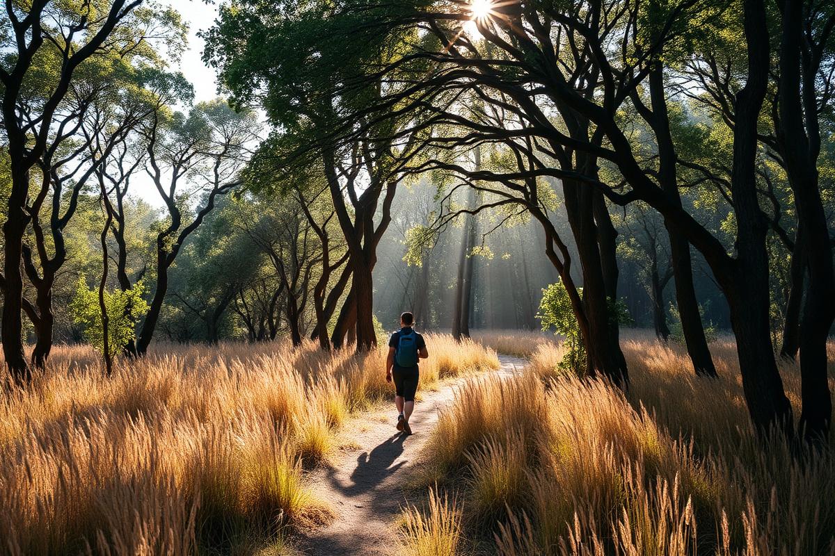 Trilha de caminhada em mata atlântica na Serra das Cabras